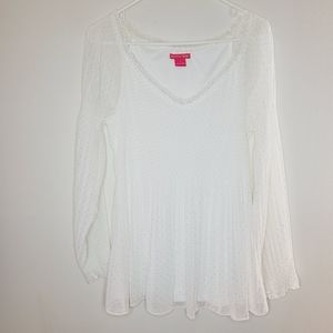 Sunny Leigh Top Baby Doll Women's Medium White Gold DotsWhimsical Praire Garden